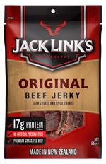 Packaging for Jack Link's Original Beef Jerky showing the product and brand logo with a red and black color scheme.