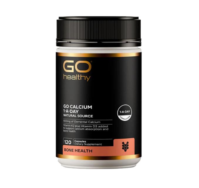 GO Calcium supplement container on a white background