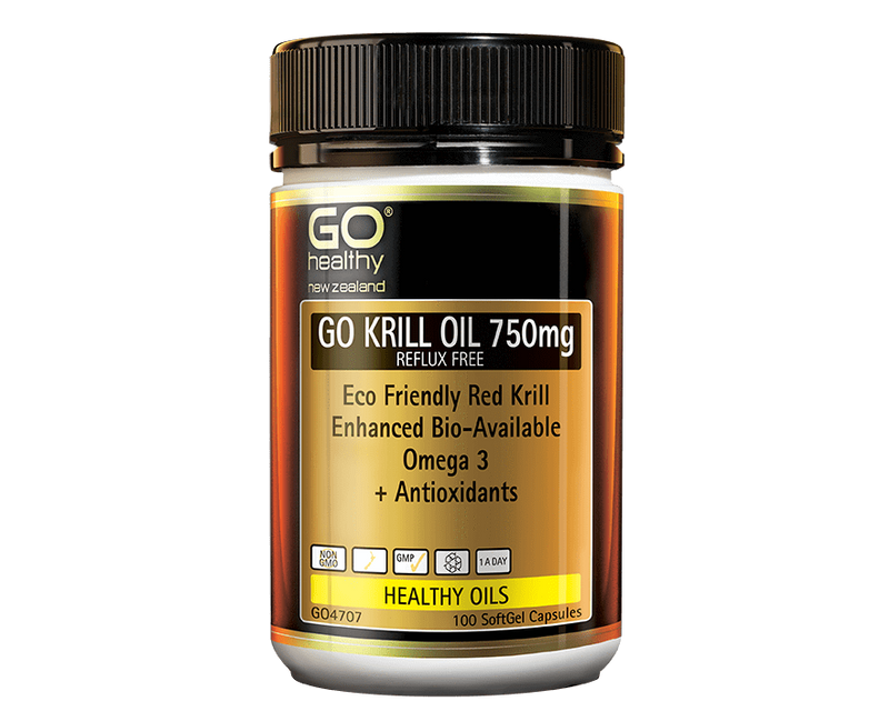 Go Healthy Omega-3 Go Krill Oil 750mg Reflux Free 100 capsules