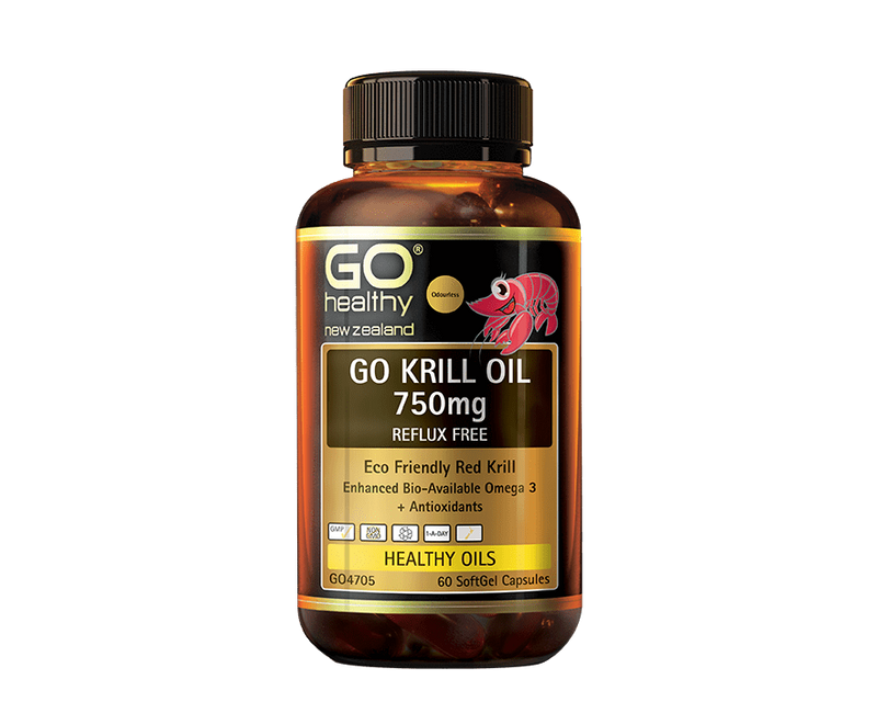 Go Healthy Omega-3 Go Krill Oil 750mg Reflux Free 60 capsules