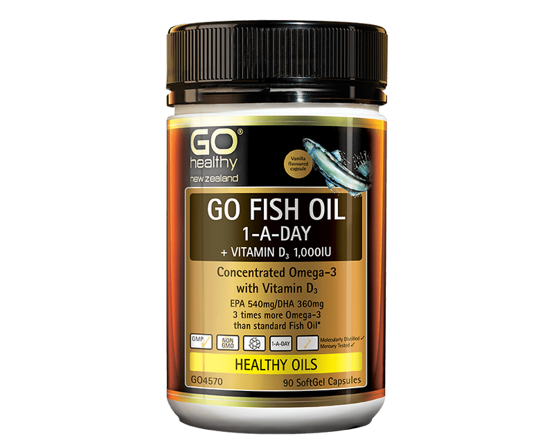 Go Healthy Omega-3 Go Fish Oil 1-A-Day + Vitamin D3 1000IU 90 softgels