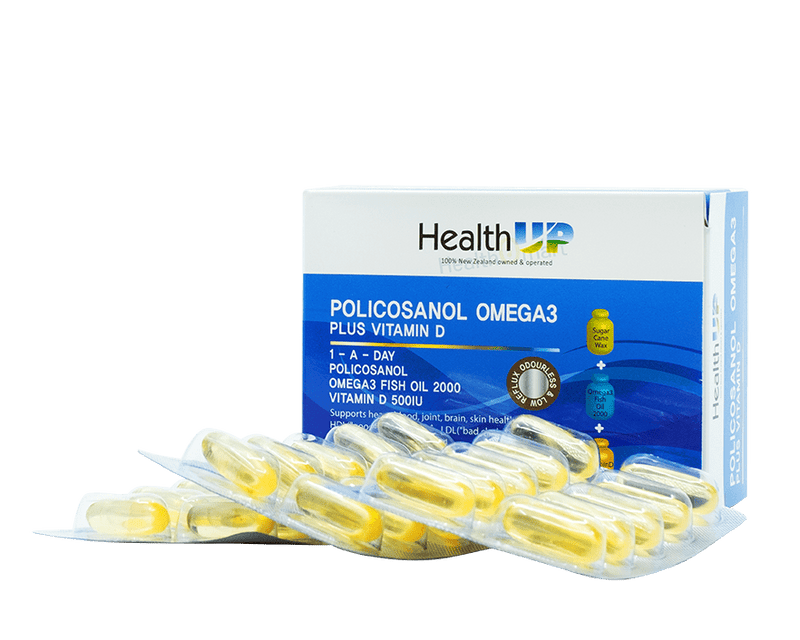 HealthUP Omega-3 Policosanol Omega 3 Plus Vitamin D 30capsules