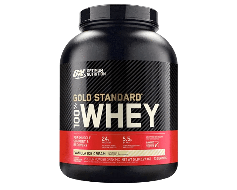 Optimum Nutrition Sports Supplements Gold Standard 100% Whey 5lb(2.27kg) Vanilla Ice Cream